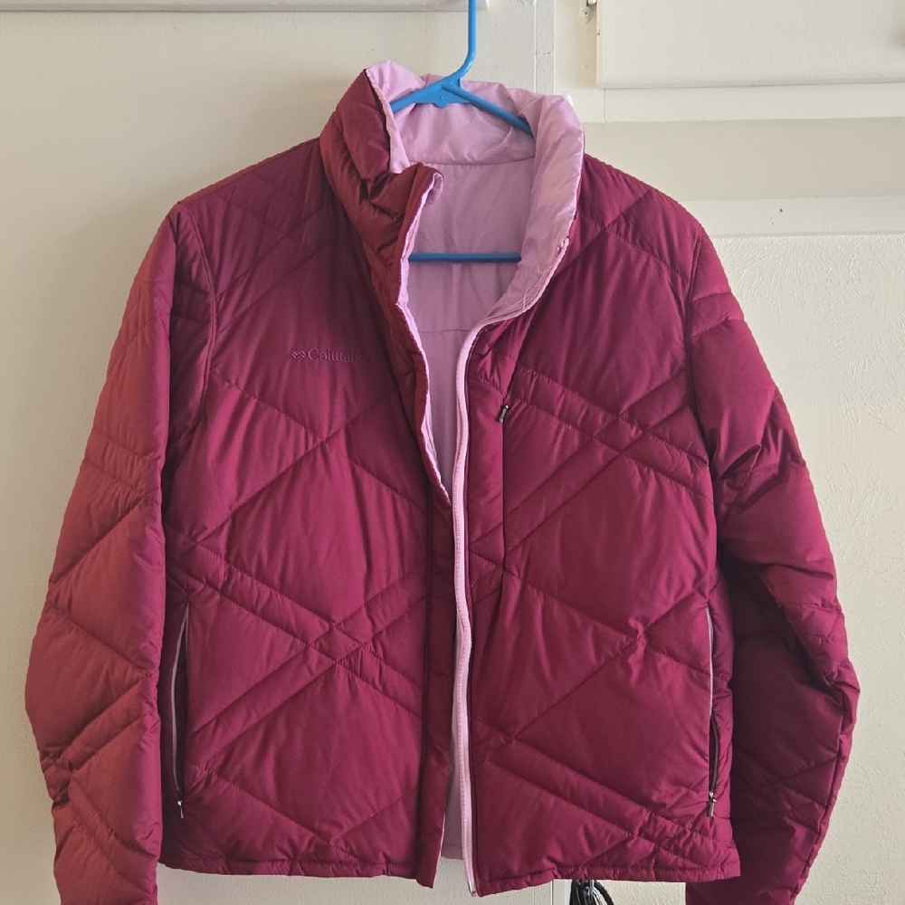 Columbia Maroon Quilted Jacket with Pink Lining
